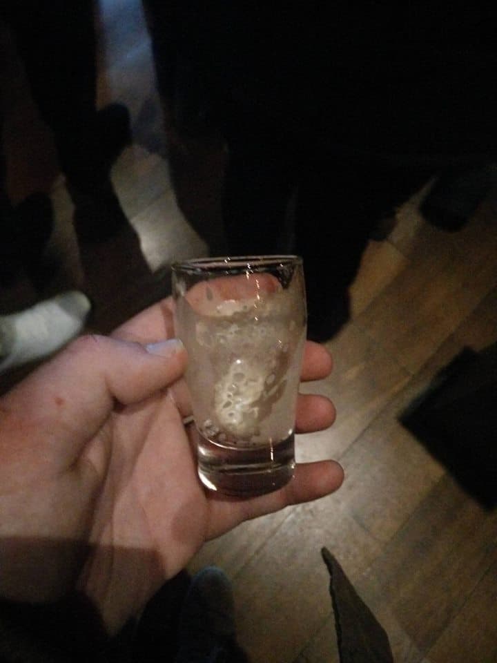 The tasting sample we received (empty glass)