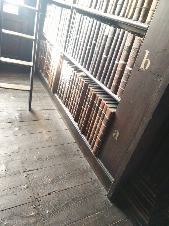 A close-up picture of one specific section of the Long Room