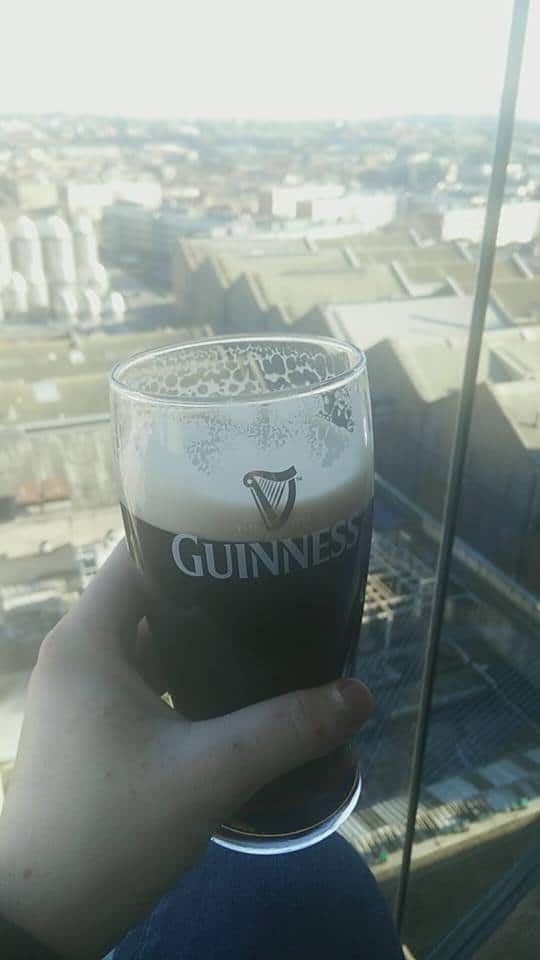 A pint of Guinness overlooking Dublin