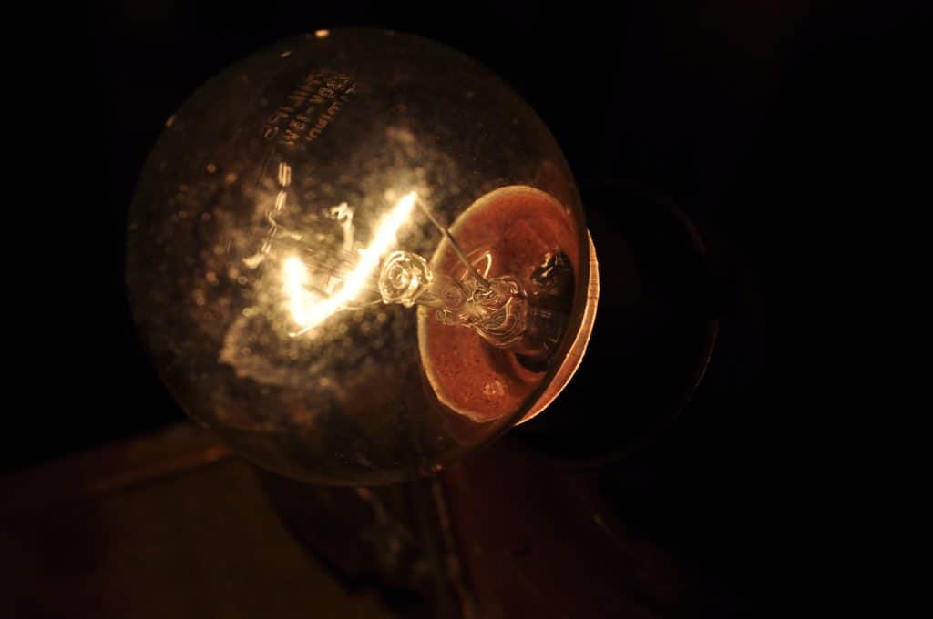 Feeble light coming from a lightbulb