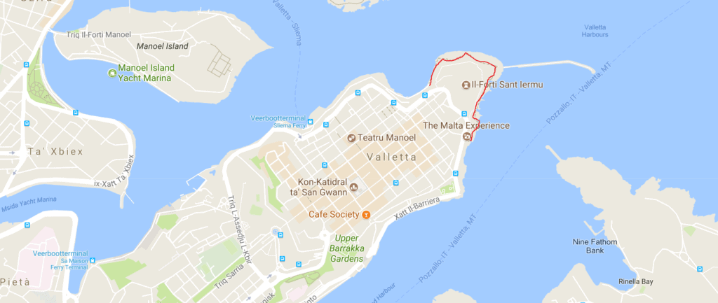 Valletta seafront walking route