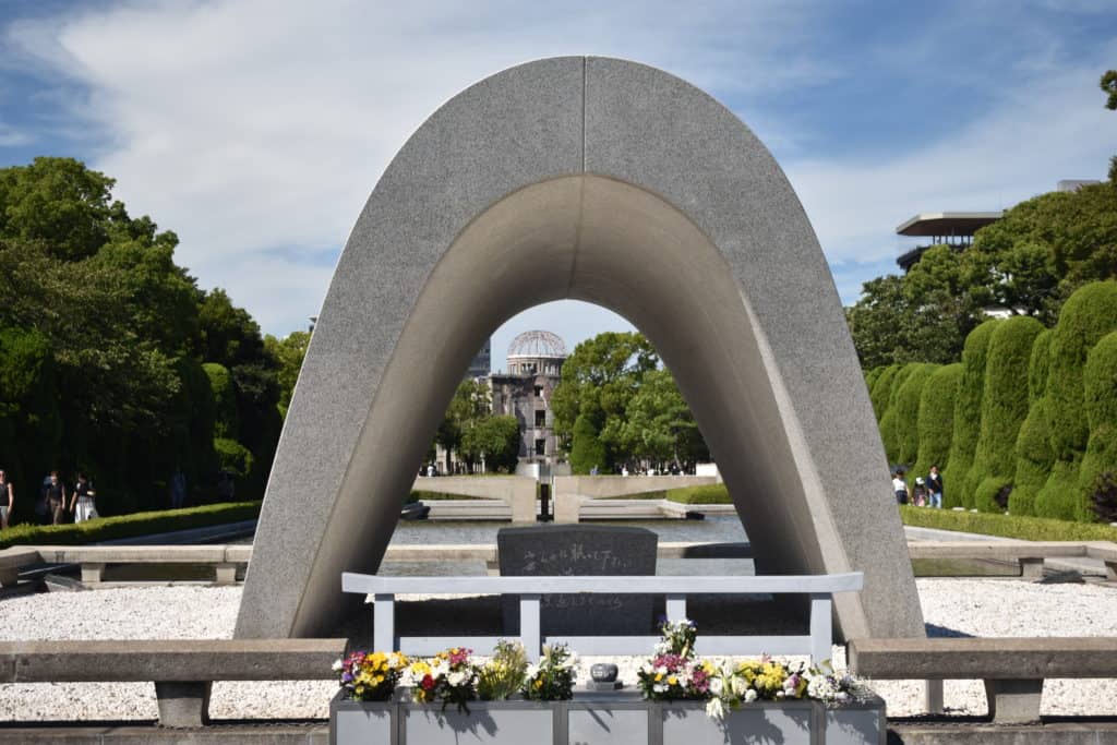 Several memorial monuments in Hiroshima, Japan