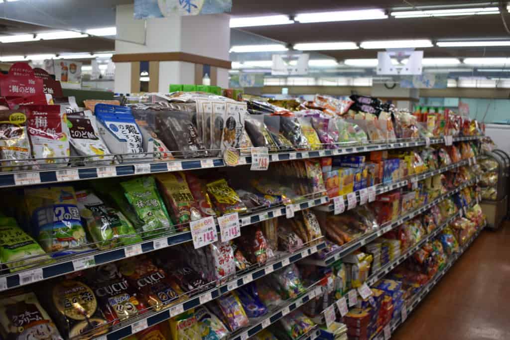 The sweets and candy aisle in a Japanese supermarket