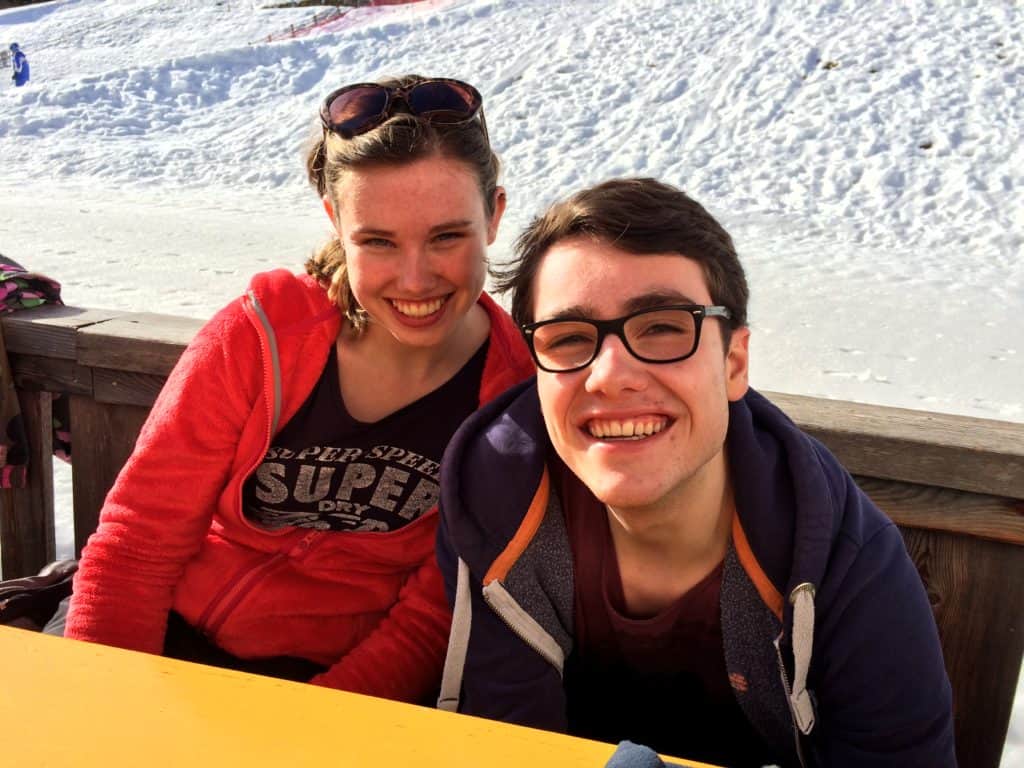 My sister and I on one of our yearly ski trips