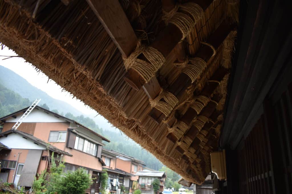 Typical thatched roof construction of the gasshō style houses