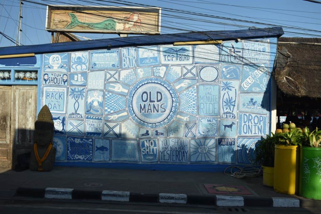 Instagram famous wall of Old Man's Restaurant in Canggu, Bali