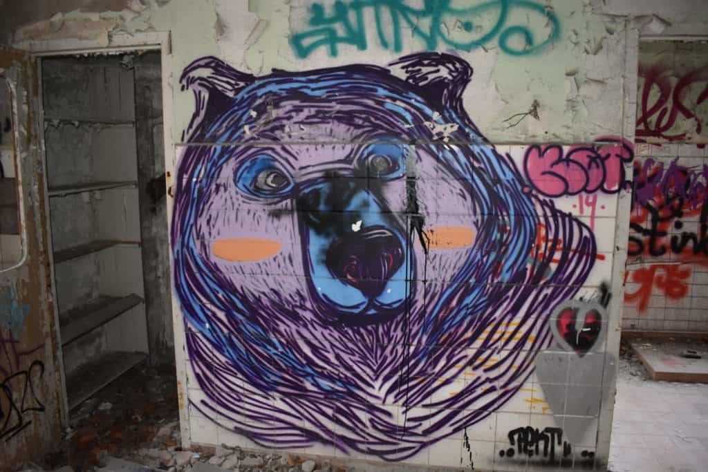 Bear street art in Kinderkrankenhaus Weißensee (Berlin)