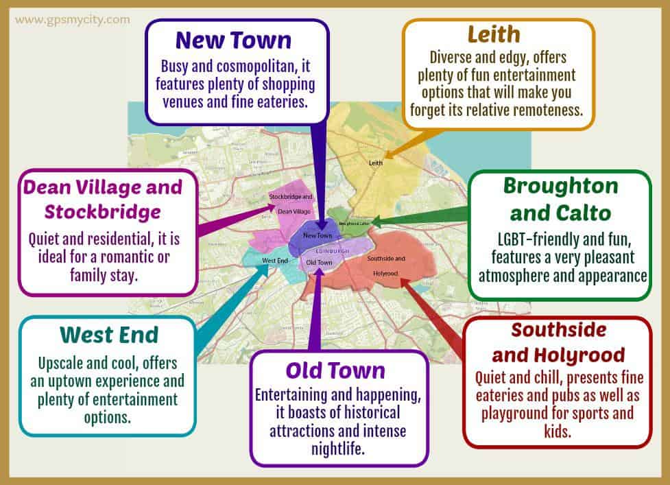 A very useful map of neighbourhoods to stay in Edinburgh