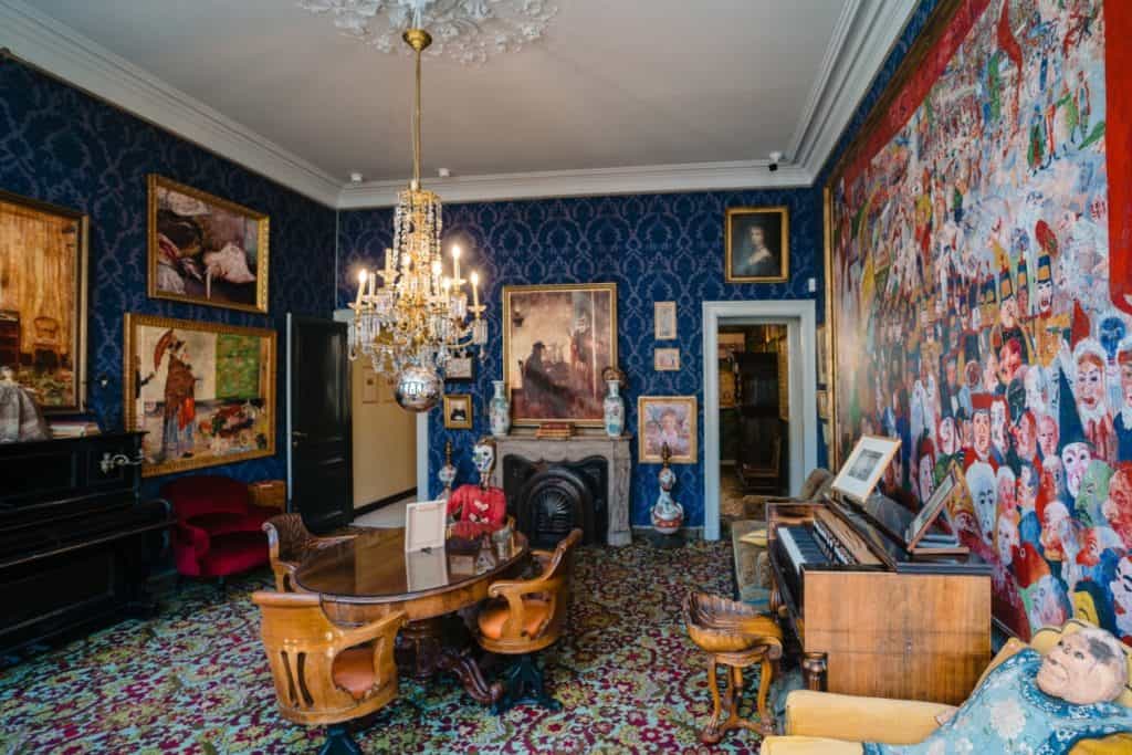The James Ensor House features an accurate reconstruction of his famous blue living room