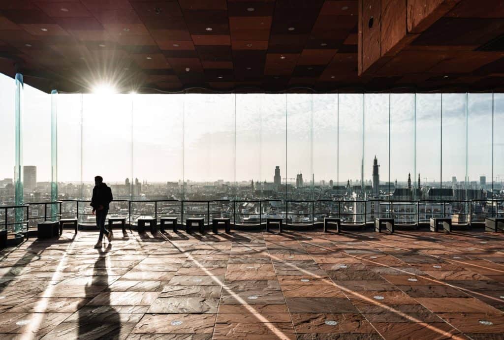 Admire the panoramic view over Antwerp from the MAS rooftop.
